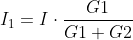 I_{1}=I\cdot \frac{G1}{G1+G2}